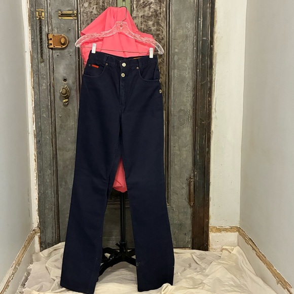 28" Vintage 80s Lawman western jeans charcoal black side buttons straight leg - Picture 1 of 7